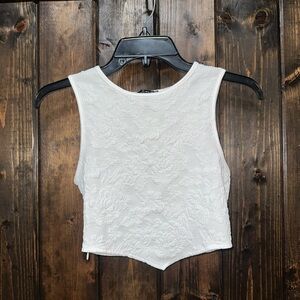 Elegant White Floral Textured Women's Top